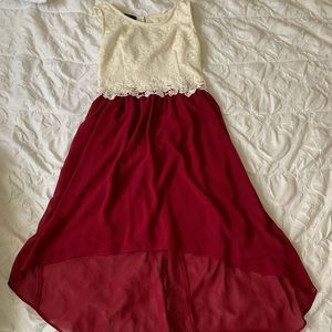 Cream Lace and Red Cocktail Dress